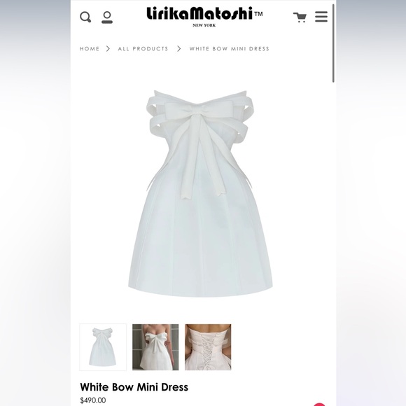lirika mitoshi white bow mini dresss - Picture 1 of 4